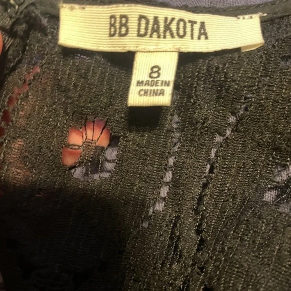 BB Dakota Black Floral Lace Sleeveless Fit and Flare Dress Womens 8 Party Staple